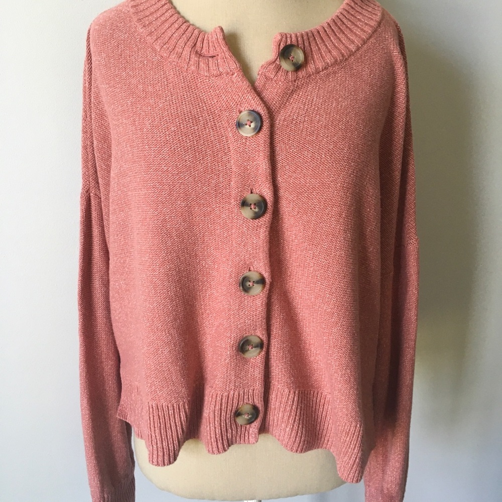 Madewell Pink Button-Up Cardigan